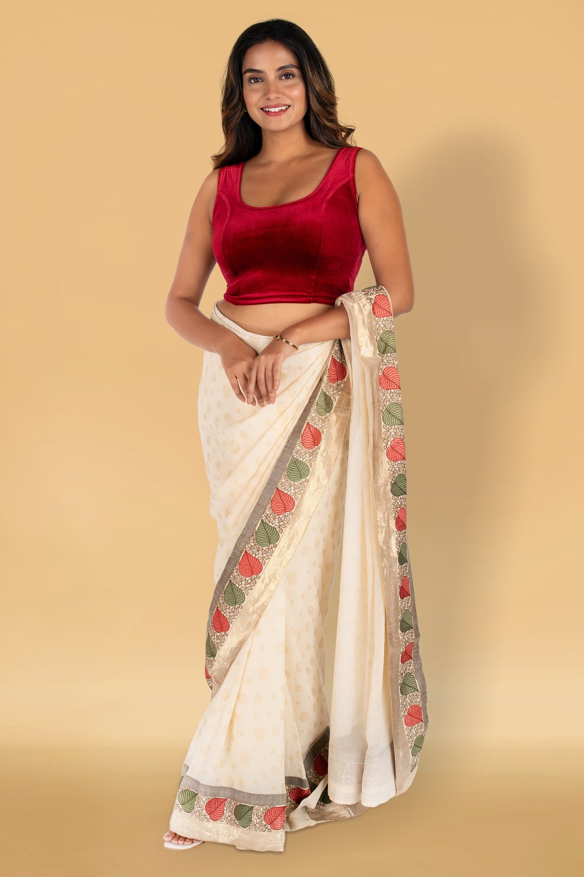 Abhi Velvet Readymade Saree Blouse for Women- Sleeveless,U-Neck, Regular-fit, Stretchable, Pull-on Style