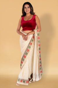Abhi Velvet Readymade Saree Blouse for Women- Sleeveless,U-Neck, Regular-fit, Stretchable, Pull-on Style