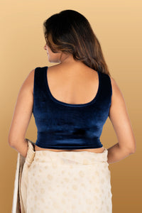 Abhi Velvet Readymade Saree Blouse for Women- Sleeveless,U-Neck, Regular-fit, Stretchable, Pull-on Style