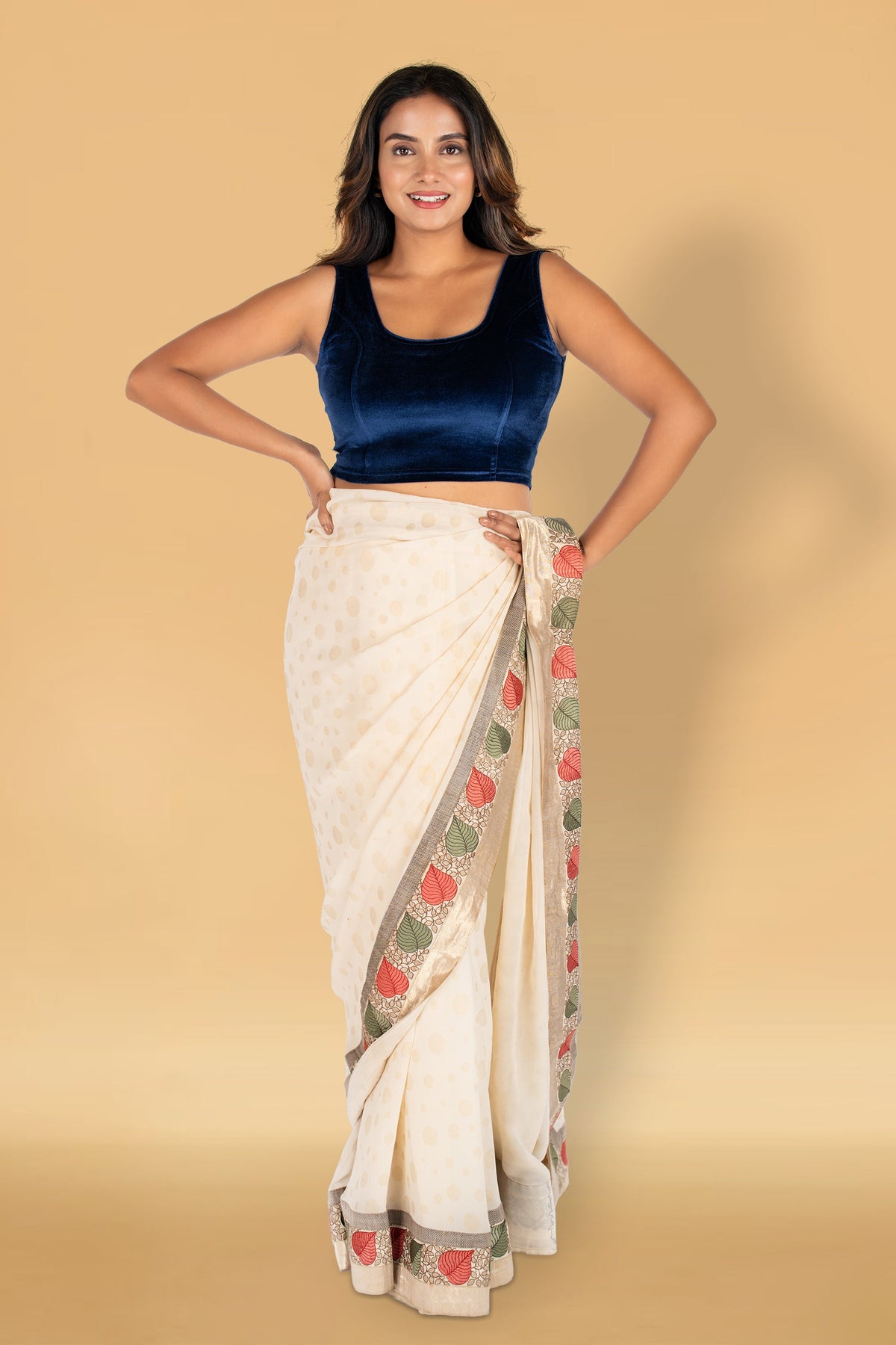 Abhi Velvet Readymade Saree Blouse for Women- Sleeveless,U-Neck, Regular-fit, Stretchable, Pull-on Style