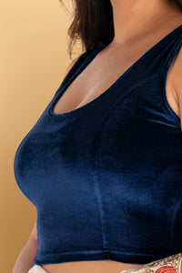 Abhi Velvet Readymade Saree Blouse for Women- Sleeveless,U-Neck, Regular-fit, Stretchable, Pull-on Style