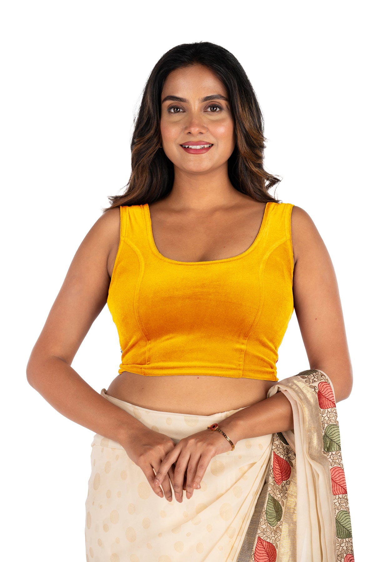 Abhi Velvet Readymade Saree Blouse for Women- Sleeveless,U-Neck, Regular-fit, Stretchable, Pull-on Style