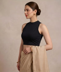 Abhi Women’s High Neck Sleeveless | Stretchable Readymade Crop Blouse