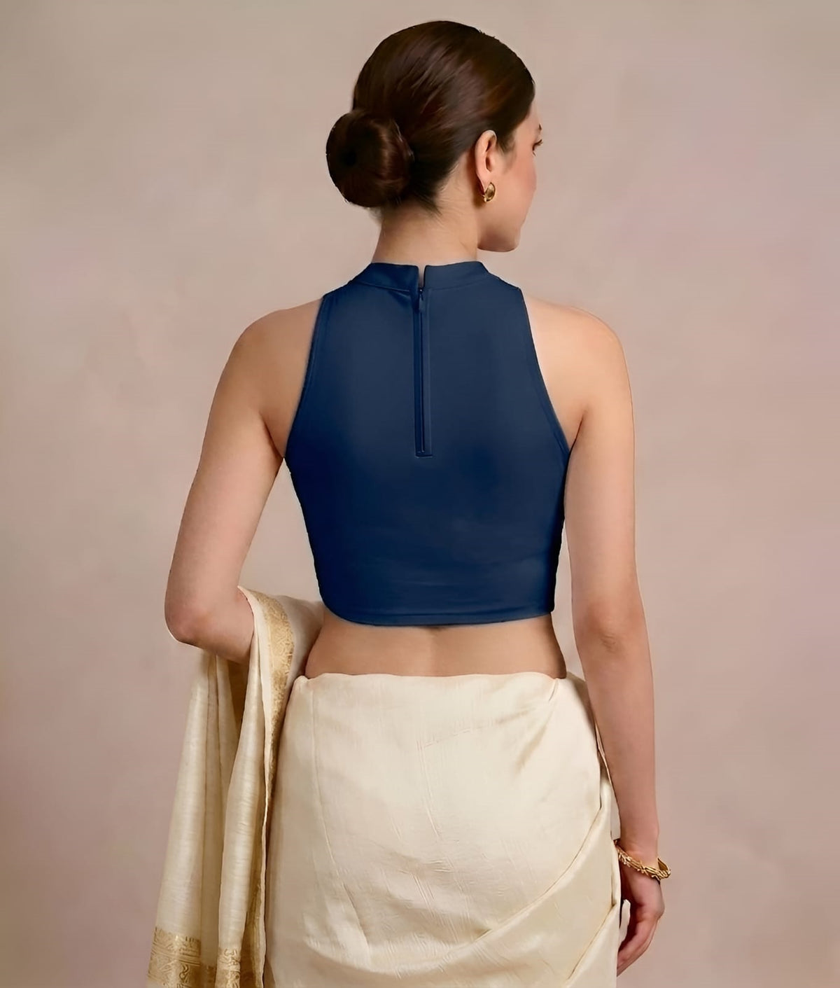 Abhi Women’s High Neck Sleeveless | Stretchable Readymade Crop Blouse