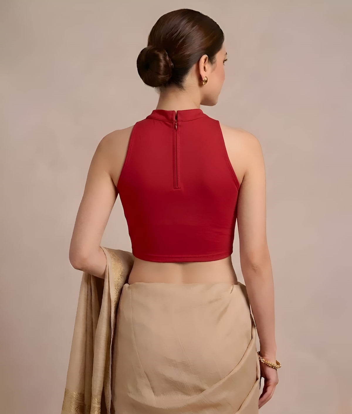 Abhi Women’s High Neck Sleeveless | Stretchable Readymade Crop Blouse
