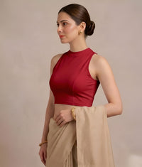 Abhi Women’s High Neck Sleeveless | Stretchable Readymade Crop Blouse