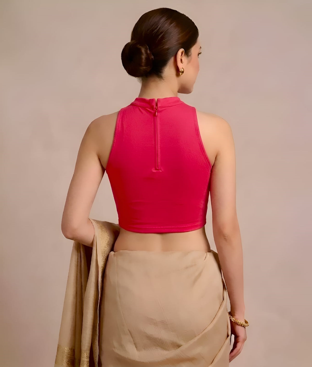 Abhi Women’s High Neck Sleeveless | Stretchable Readymade Crop Blouse