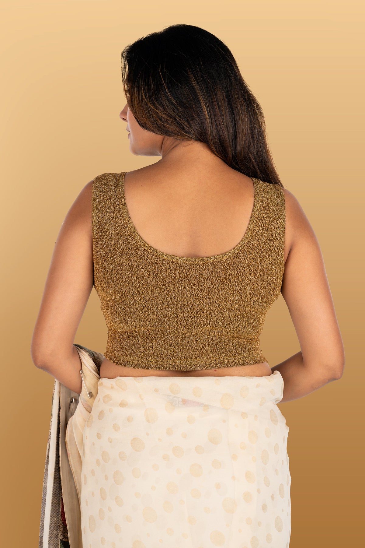 Abhi Cotton Readymade Saree Blouse for Women- 3/4 Sleeve, Round Neck, Regular-fit, Stretchable, Pull-on StyleAbhi Golden Glitter Readymade Saree Blouse for Women- Sleeveless, Round Neck, Regular-fit, Stretchable, Pull-on Style