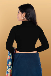 Abhi Cotton Readymade Long Sleeve,High Neck Blouse, Stretchable, Pull-on Style