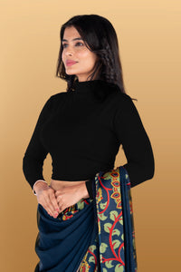 Abhi Cotton Readymade Long Sleeve,High Neck Blouse, Stretchable, Pull-on Style