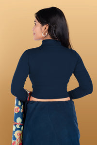 Abhi Cotton Readymade Long Sleeve,High Neck Blouse, Stretchable, Pull-on Style