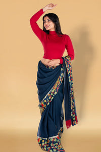 Abhi Cotton Readymade Long Sleeve,High Neck Blouse, Stretchable, Pull-on Style