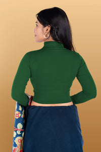 Abhi Cotton Readymade Long Sleeve,High Neck Blouse, Stretchable, Pull-on Style