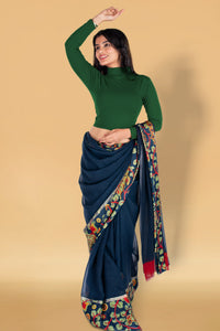 Abhi Cotton Readymade Long Sleeve,High Neck Blouse, Stretchable, Pull-on Style